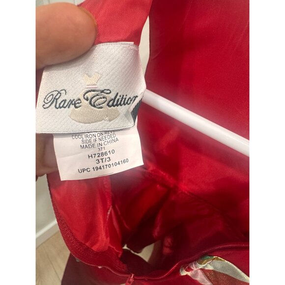 Rare Editions Red Holiday Dress W/ Plaid Bow Size 3T Polyester Metallic Blend To - Picture 5 of 6